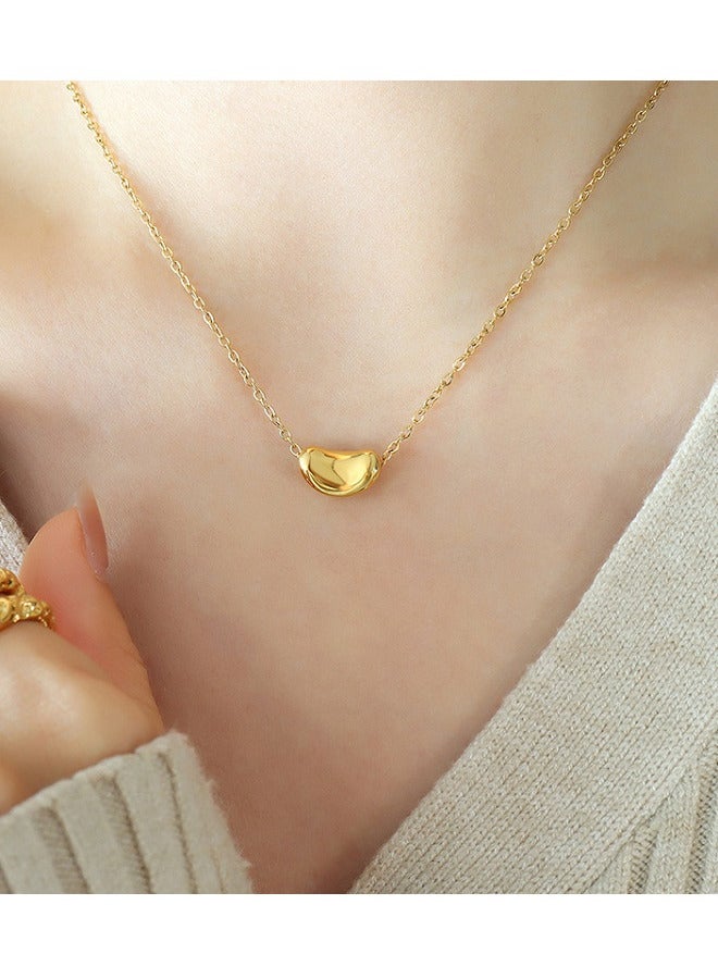 Lucky Golden Bean Clavicle Necklace - Image 1