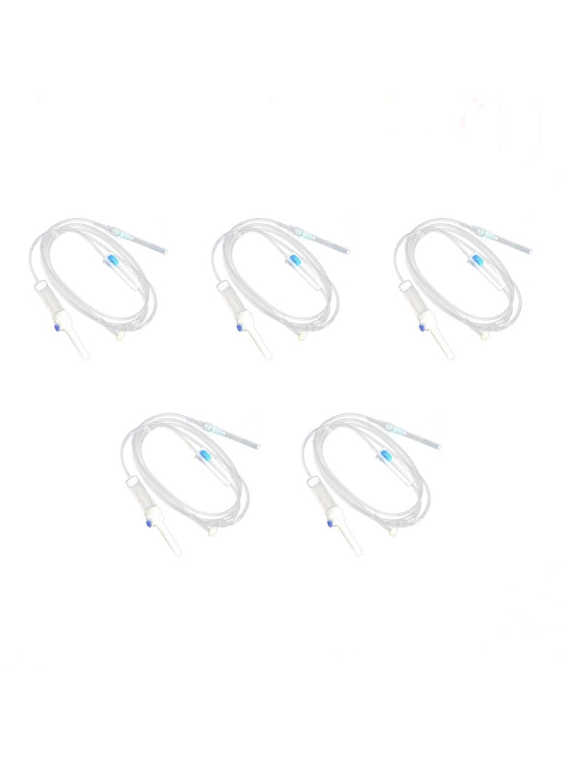 King Mariot Set of 5 | I.V. Administration Set | 20 Drops/ml, Air-Vented Spike, Transparent Drip Chamber, 21G Needle  - Image 1