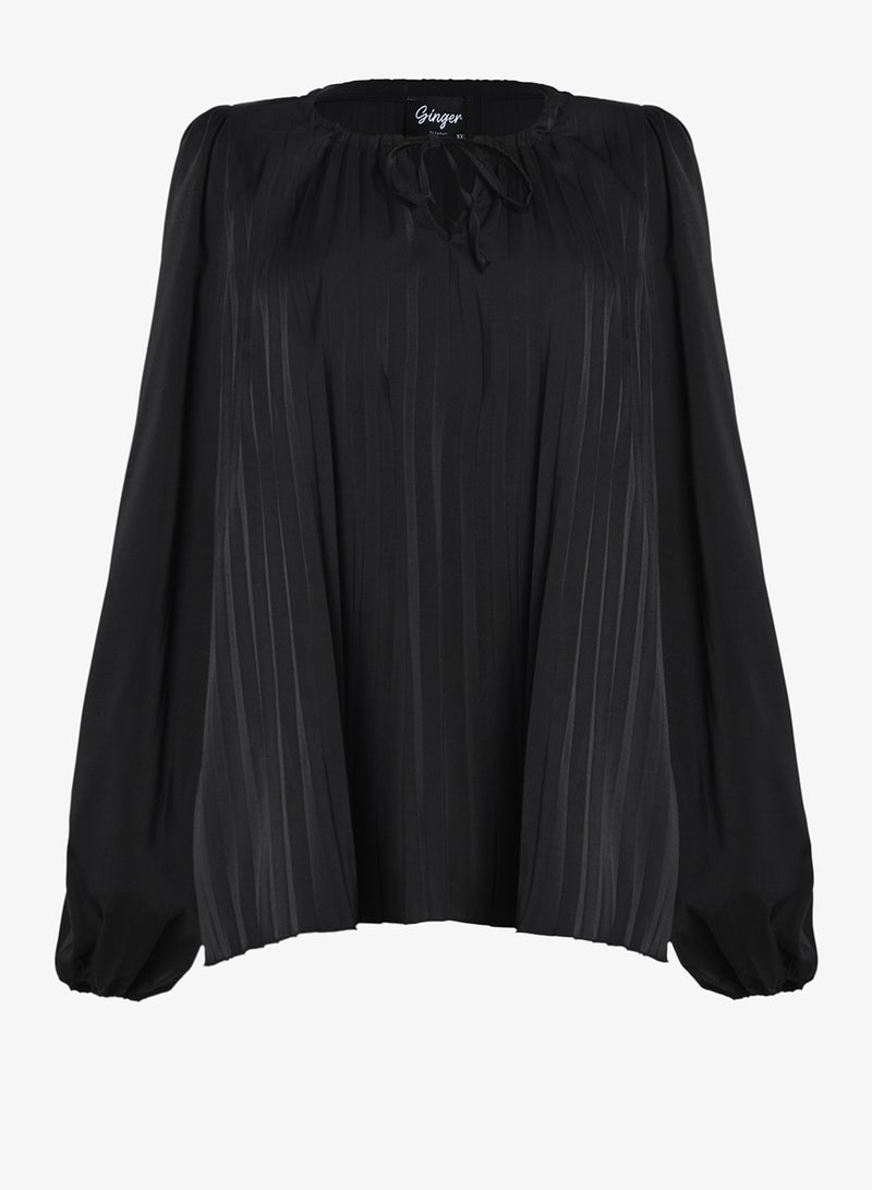 Ginger Plus Pleated Long Sleeve Blouse - Image 1