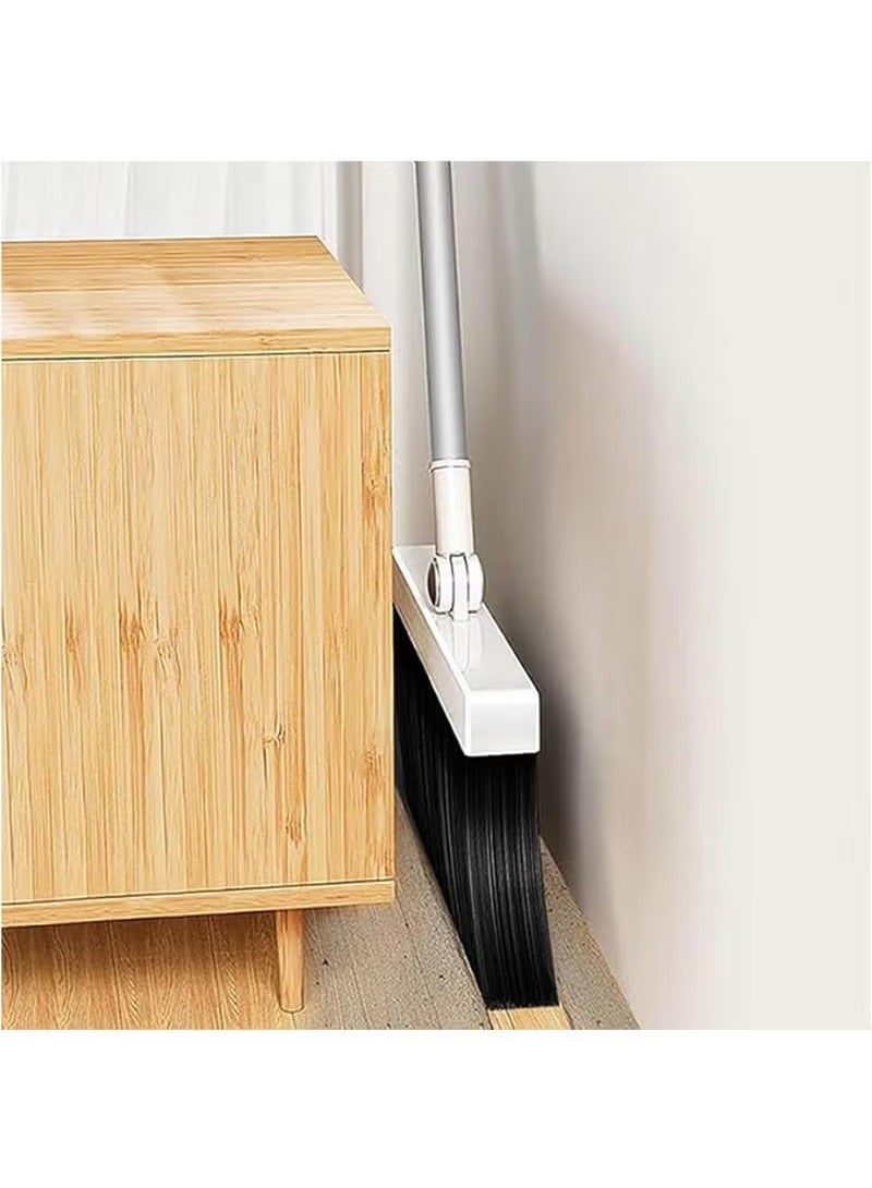 Arabest Household Broom and Dustpan Set, Long Handle Brooms and Dustpan Household Soft Sets, Plastic Stainless Steel Long Teeth Dustpan Combination, Broom and Stand up Dustpan Set for Home (White) - Image 4