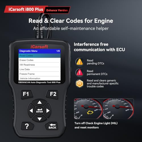 iCarsoft i800 Plus OBD2 Scanner Diagnostic Tool with Component Test/118 Live Data/Reset CEL/Battery Test/Freeze Frame/VIN, Code Reader for All Cars Full OBD2 Functions, Fuel System Scan Tool para Auto - Image 4