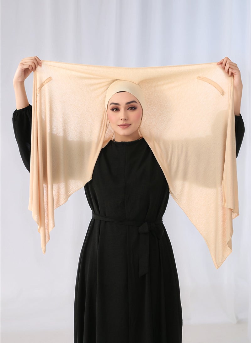 ISI Instant Cotton Hijab Set 3-in-1 Hijabs Scarf Lazy Woman PulloverScarf with Built-in Magnets and Undercap Head Wraps With Model Cap - Image 1