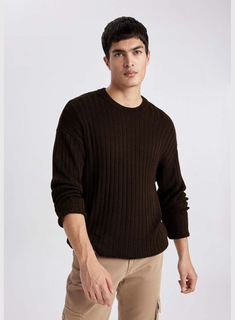 DeFacto سويت شيرت محبوك بياقة دائرية مريحة - Image 3