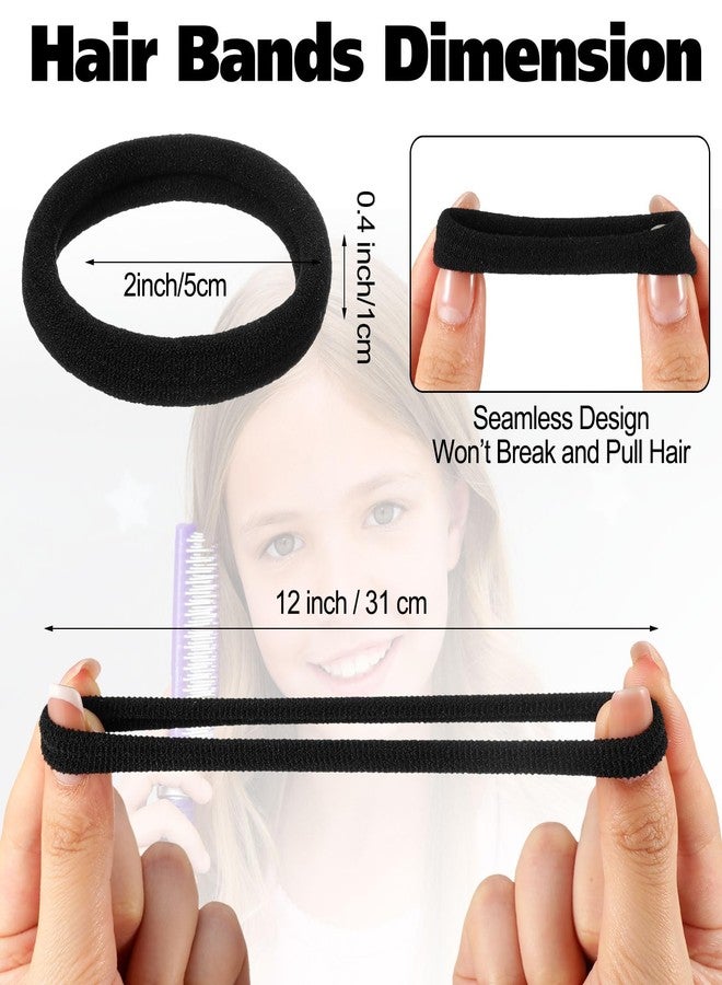 Chuangdi 1000 Pcs Black Hair Ties Bulk for Women Elastics Curly Wavy Thick Thin Hair Bands Seamless Cotton Ponytail Holders Christian Charity Donation Supplies - Image 2