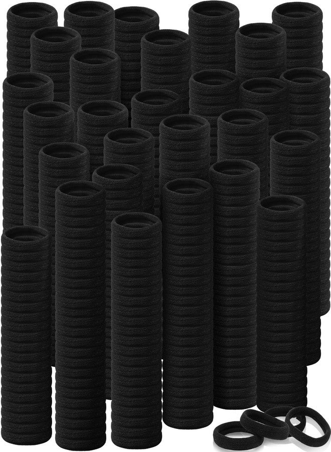 Chuangdi 1000 Pcs Black Hair Ties Bulk for Women Elastics Curly Wavy Thick Thin Hair Bands Seamless Cotton Ponytail Holders Christian Charity Donation Supplies - Image 1