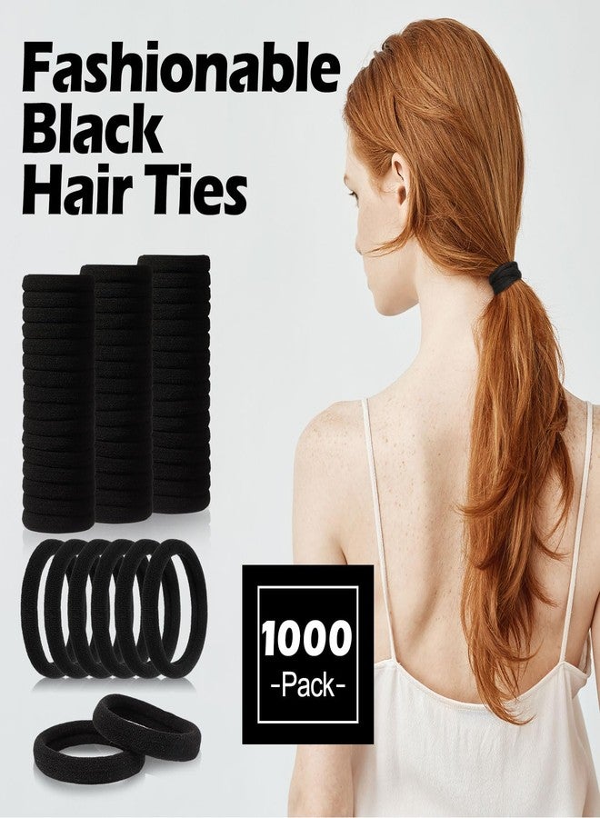 Chuangdi 1000 Pcs Black Hair Ties Bulk for Women Elastics Curly Wavy Thick Thin Hair Bands Seamless Cotton Ponytail Holders Christian Charity Donation Supplies - Image 3