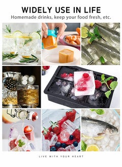 Y&D Ice Cube Trays Set of 2, with Spill-Resistant Removable Lids, Silicone Bottom for Easy Release Cubes, Odourless Food Grade, Dishwasher Safe, 6 Cavity Large Square, Stackable BPA Free  - Image 5