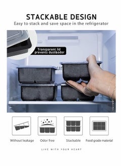 Y&D Ice Cube Trays Set of 2, with Spill-Resistant Removable Lids, Silicone Bottom for Easy Release Cubes, Odourless Food Grade, Dishwasher Safe, 6 Cavity Large Square, Stackable BPA Free  - Image 4