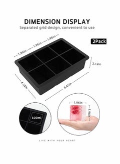 Y&D Ice Cube Trays Set of 2, with Spill-Resistant Removable Lids, Silicone Bottom for Easy Release Cubes, Odourless Food Grade, Dishwasher Safe, 6 Cavity Large Square, Stackable BPA Free  - Image 2
