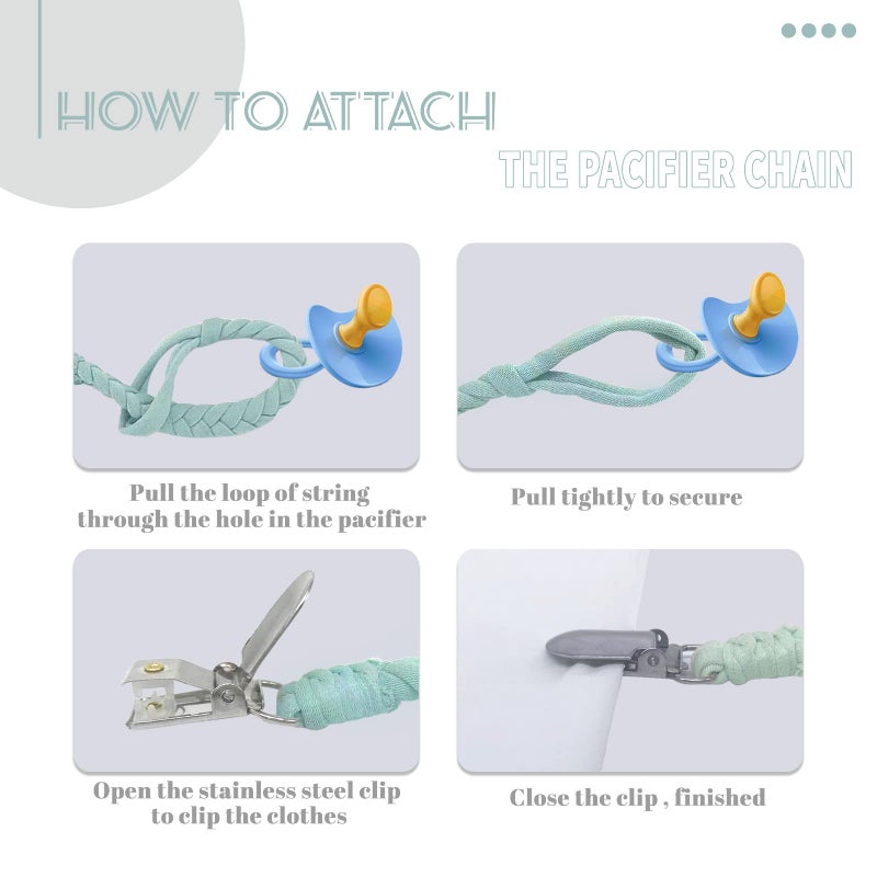 Duludulu Braided Pacifier Clip for Boys & Baby Girl, Binky Clips Pacifier Holder 100% Handmade Teething Straps Unisex Design Smoother Mam Pacifier Clip Fits All Pacifiers for Shower Birthday Gifts - Image 4