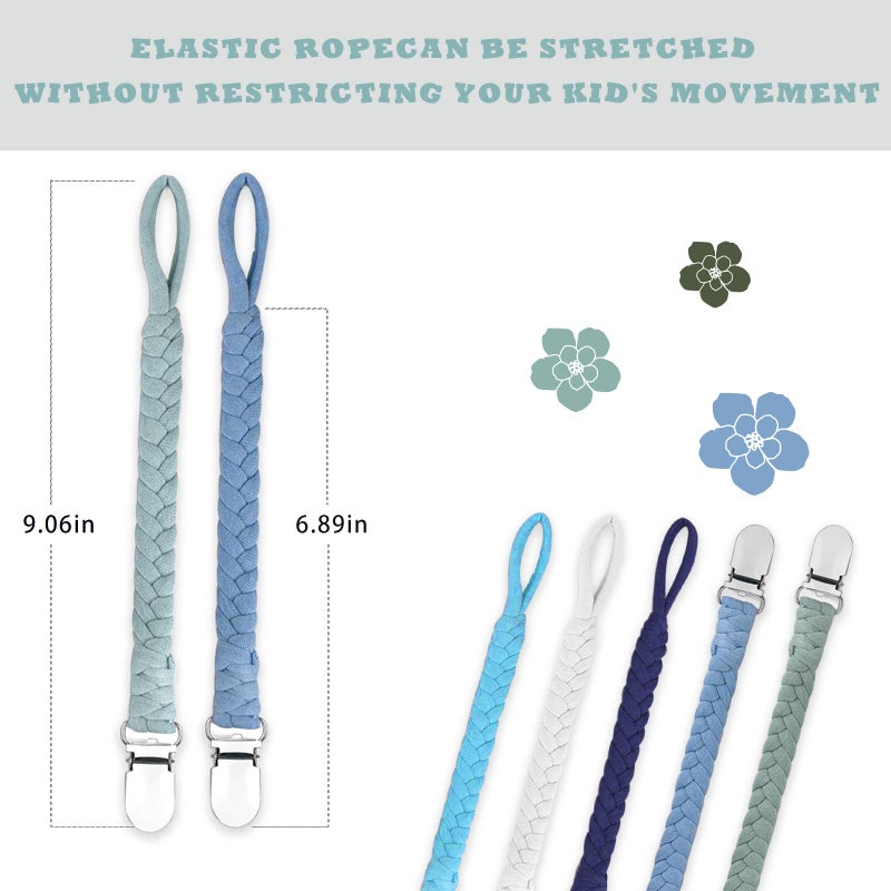 Duludulu Braided Pacifier Clip for Boys & Baby Girl, Binky Clips Pacifier Holder 100% Handmade Teething Straps Unisex Design Smoother Mam Pacifier Clip Fits All Pacifiers for Shower Birthday Gifts - Image 2