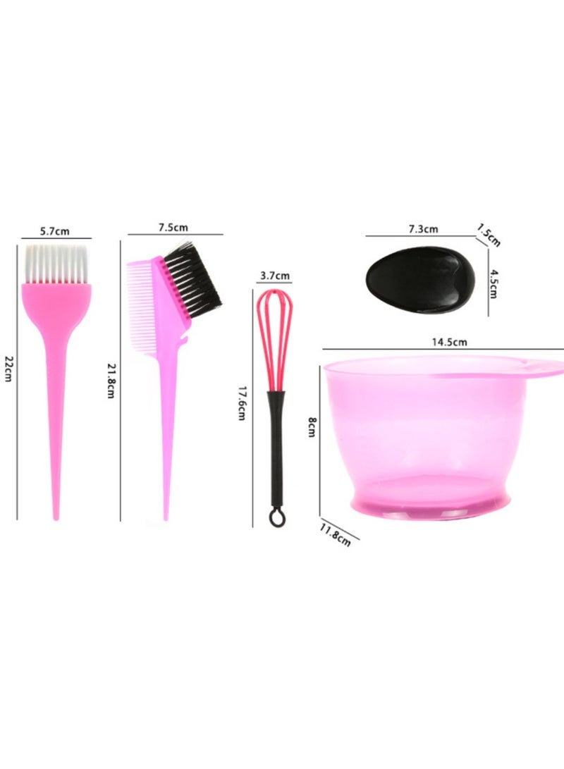 KHAJUL 6-Piece Healifty Hair Dye Coloring Kit - Hair Dye Bowl, Hair Dye Brush, Hair Dye Comb, Ear Cover, Mixer, Hair Dying Accessory Kit for Salon & Home Hair Coloring (Pink) - Image 2