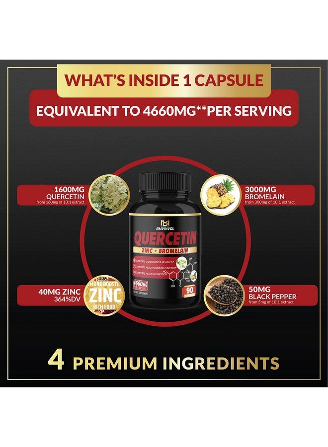 BMVINVOL BMVINVOL Quercetin Supplement - Supports Cardiovascular Health, Immune System and Antioxidant - with Bromelain, Black Pepper Extract - 3 Months Supply - Image 2