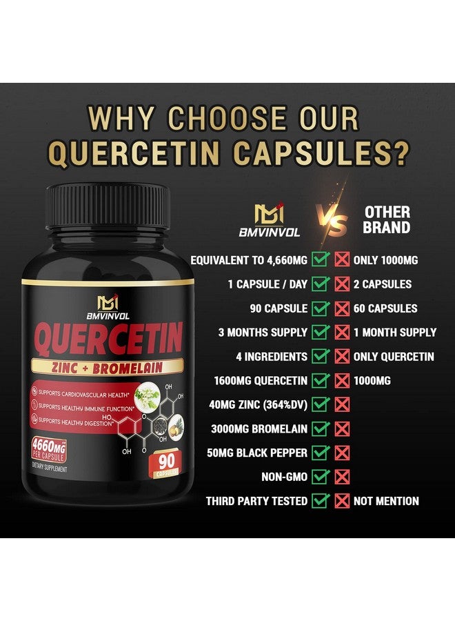 BMVINVOL BMVINVOL Quercetin Supplement - Supports Cardiovascular Health, Immune System and Antioxidant - with Bromelain, Black Pepper Extract - 3 Months Supply - Image 3