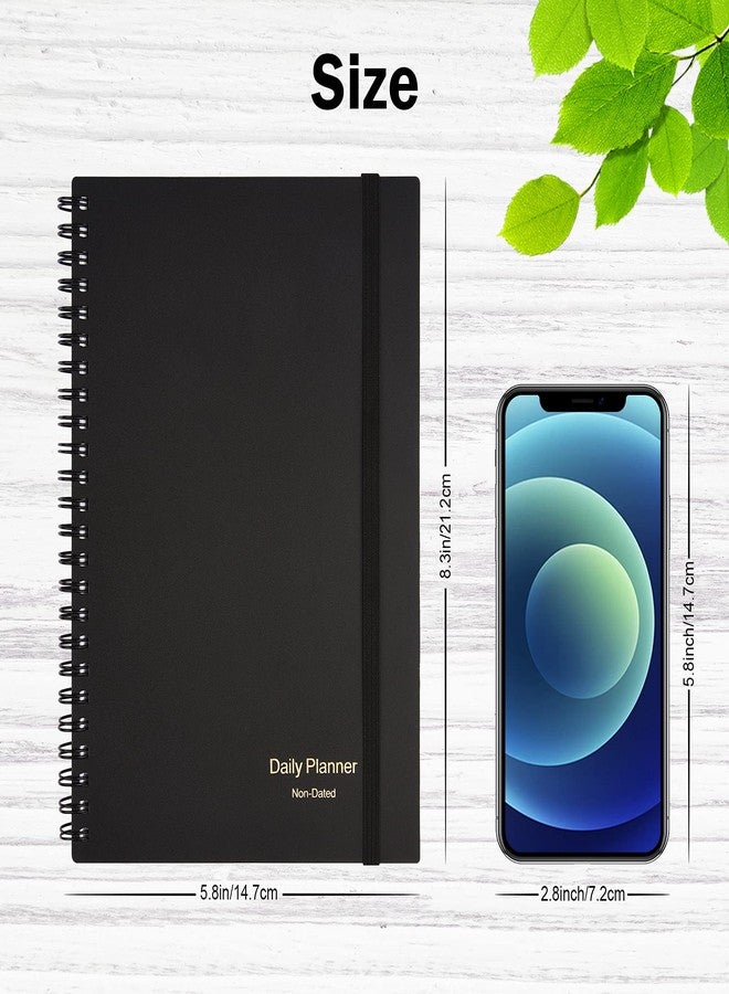 ASTEN Daily Planner Undated, Asten To Do List Notebook Hourly Schedules Spiral Appointment Planner for Men and Women,PVC Hardcover,Elastic Closure, Inner Pocket 8.3" x 5.8" (Black) - Image 3
