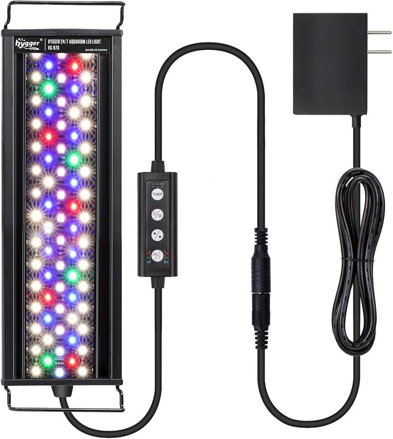 Hygger ضوء LED لحوض السمك، 14 واط إضاءة 24/7 وضع شروق الشمس-الضوء النهاري-ضوء القمر DIY، مؤقت/سطوع قابل للتعديل مع حامل قابل للتمديد 7 ألوان لحوض النباتات - Image 1