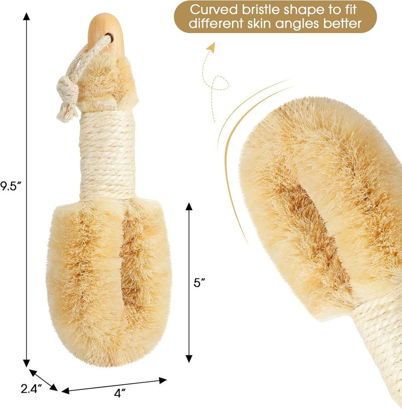 wokelai Dry Brushing Body Brush for Skin Exfoliating Body Scrubber Brushes Natural Sisal Bristle for Lymphatic Drainage Cellulite Body Exfoliator for Bath Shower to Improve Circulation Stop Ingrown Hairs - Image 3