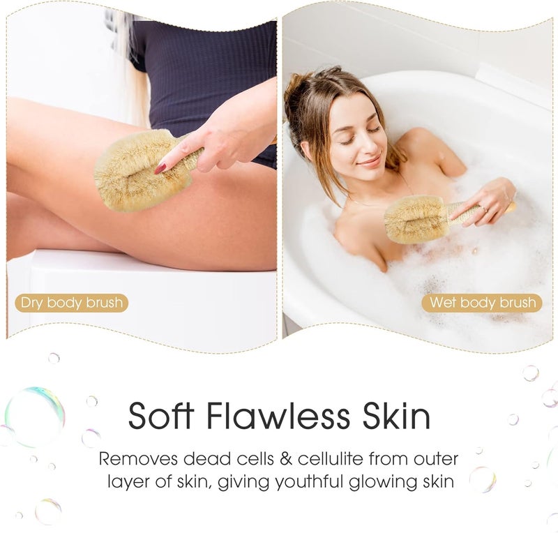 wokelai Dry Brushing Body Brush for Skin Exfoliating Body Scrubber Brushes Natural Sisal Bristle for Lymphatic Drainage Cellulite Body Exfoliator for Bath Shower to Improve Circulation Stop Ingrown Hairs - Image 4