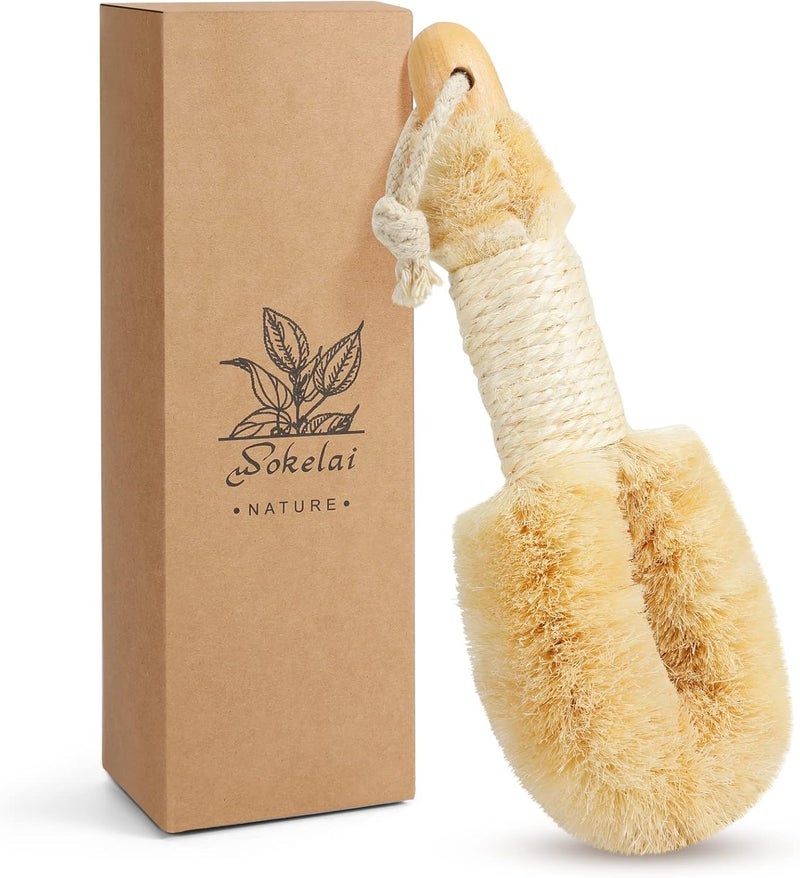 wokelai Dry Brushing Body Brush for Skin Exfoliating Body Scrubber Brushes Natural Sisal Bristle for Lymphatic Drainage Cellulite Body Exfoliator for Bath Shower to Improve Circulation Stop Ingrown Hairs - Image 1