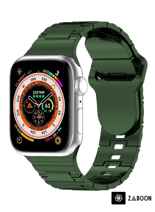 Zaboon Apple Watch SE 44mm Square Buckle Armor Style Silicone Watch Band - Image 1