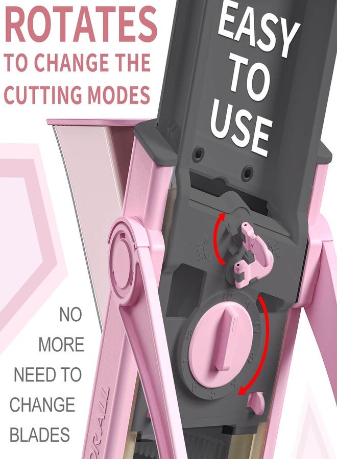 ONCE FOR ALL Safe Mandoline Vegetable Slicer Adjustable Thickness Potato Onion Chopper Vegetable Cutter Safety Upright Dicer for Kitchen JS03 (Pink) - Image 4