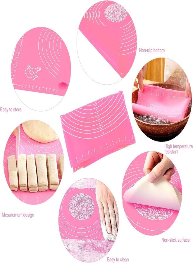 Redclip Non-Slip Silicone Pastry with Measurements Reusable BPA Free Baking 50 * 40 CM for Counter, Dough Rolling, Oven Liner,Fondant/Pie Crust Mat (Baking MAT Pink) - Image 3