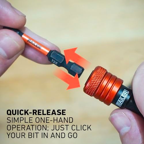 Railer Bit Holder Keychain 5pc - 1/4 inch Hex Shank Bit Holders - Quick-change Design For Nut Driver, Screwdriver & Drill Bits, Include Keychain Carabiner (Multi-Color) - Image 5