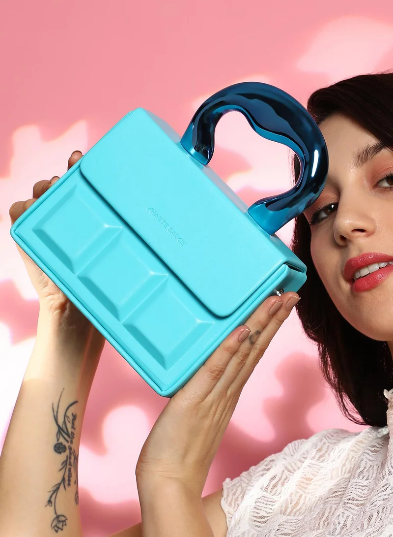 Haute Sauce  Haute Sauce Women's The Caldera Quilt Hand Bag For Casual Wear | Sky Blue Colour | One-Size| Magnetic Closure | Vegan Leather Material | Detachable Sling | Handbag For Woman & Girls for Women | Best Price UAE