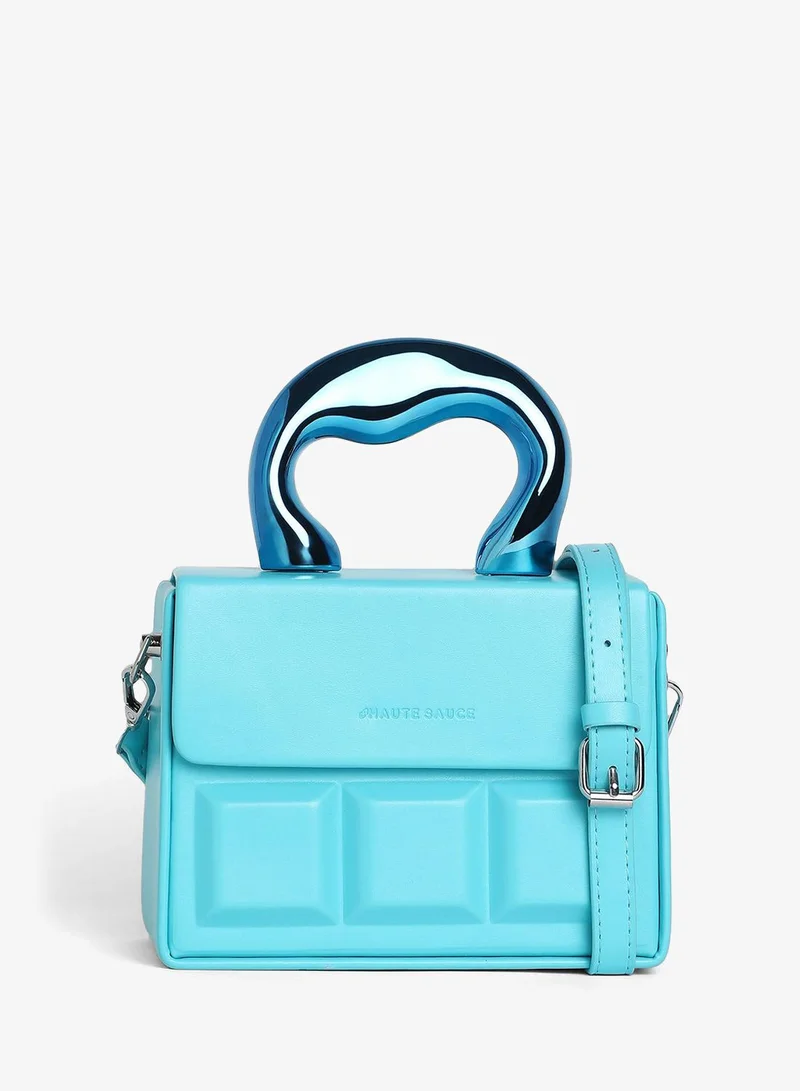 Haute Sauce  Haute Sauce Women's The Caldera Quilt Hand Bag For Casual Wear | Sky Blue Colour | One-Size| Magnetic Closure | Vegan Leather Material | Detachable Sling | Handbag For Woman & Girls for Women | Best Price UAE