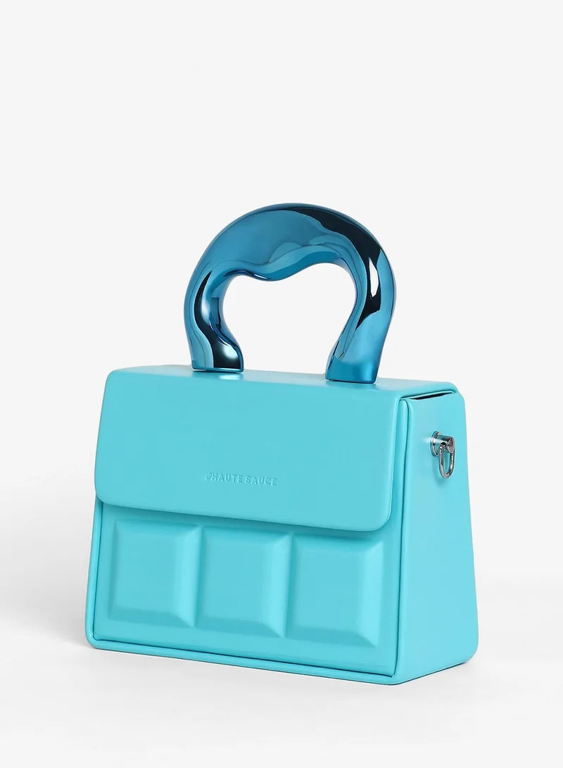 Haute Sauce  Haute Sauce Women's The Caldera Quilt Hand Bag For Casual Wear | Sky Blue Colour | One-Size| Magnetic Closure | Vegan Leather Material | Detachable Sling | Handbag For Woman & Girls for Women | Best Price UAE