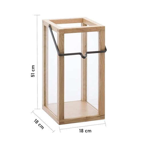 LABZIO Wooden Candle Lantern for Home Decor | Rustic Hanging Lantern with Glass Panels & Metal Handle | Vintage Farmhouse Candle Holder for Christmas Outdoor, Indoor, Tabletop, Porch, Garden, Balcony - Image 4
