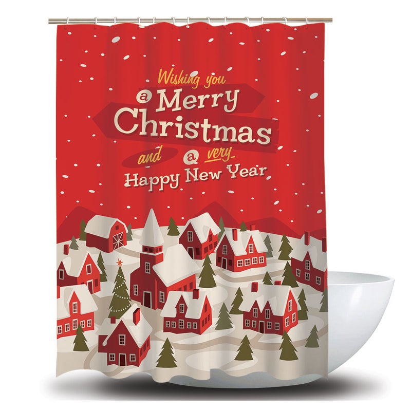 Shower Curtain Christmas Decoration Bath Curtains Waterproof Polyester Fabric Bathroom Curtains for Bathtub Showers 12 Metal Grommets and Hooks - Image 1