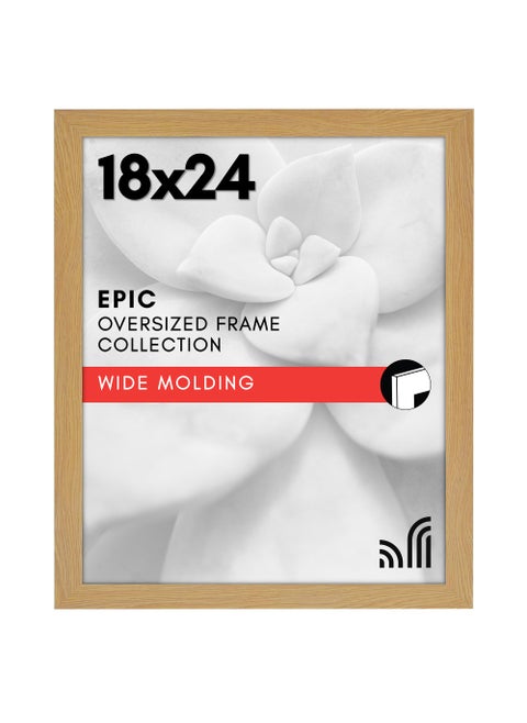 Americanflat 18x24 Poster Frame with Polished Plexiglass  Wide Picture Frames Made of Engineered Wood for Vertical or Horizontal Wall Display  Epic Collection  Dark Oak