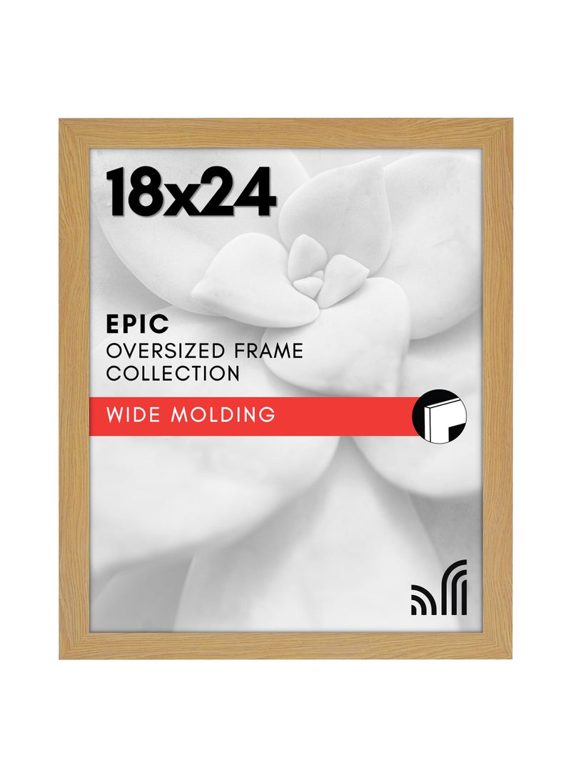 Americanflat Americanflat 18x24 Poster Frame with Polished Plexiglass  Wide Picture Frames Made of Engineered Wood for Vertical or Horizontal Wall Display  Epic Collection  Dark Oak 