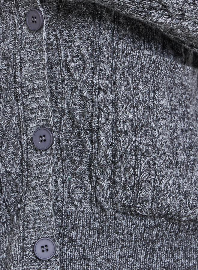 Styli Charcoal Oversized Cable Knit Cardigan - Image 3