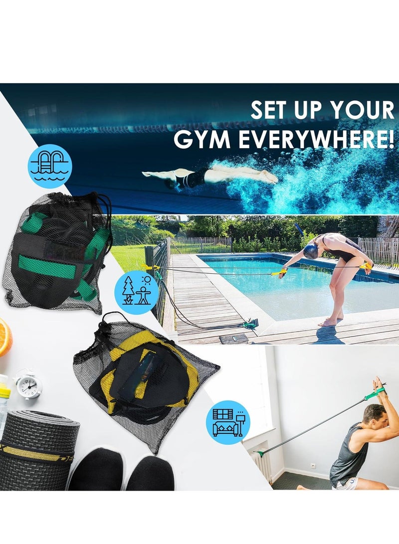 كاست ويف شريط مقاومة للسباحة مع مجاديف يدوية، حبل مطاط، أشرطة لياقة بدنية للسباحة، تمارين قوة الذراع، مجموعة تمارين مقاومة السباحة الحرة الاحترافية المتقدمة (60 رطلاً) - Image 3