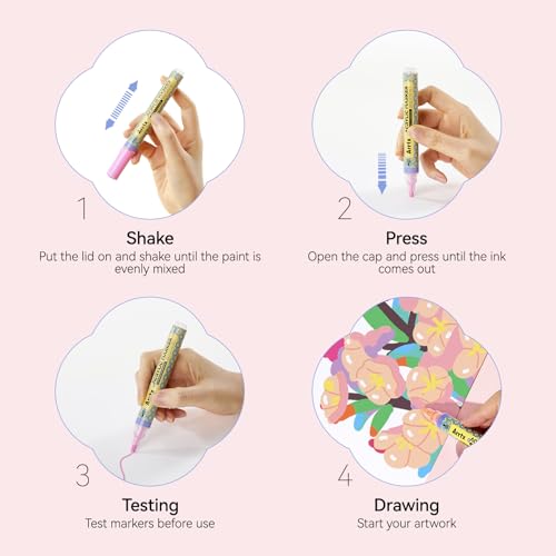 Arrtx 48 Colors Acrylic Paint Pens, 3mm Medium Tip Paint Markers Paint Pens, Non Toxic, Waterbased, Quick Drying for Artists Detailing, Rock Painting, Wood, Canvas, DIY Crafts Making Art Supplies - Image 2