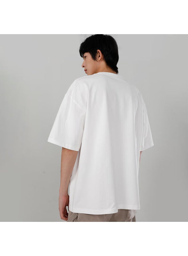Markless Prime Blue Men's Loose Fit Pure Cotton Short Sleeve T-shirt Txb3659m Xuefeng White L - Image 3