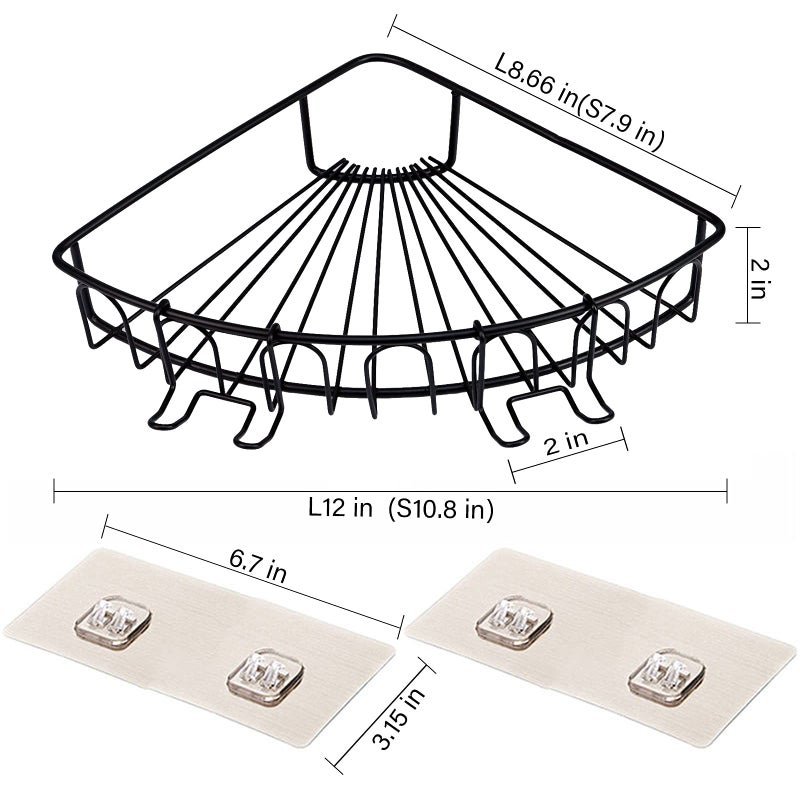 Casaphoria Bathroom Corner Suction Cup Adhesive Black Shower Shelves Caddy Organizer Shelf Hanging Wall Mount Bathroom Corner Shelf No Drilling(2-Pack) - Image 5