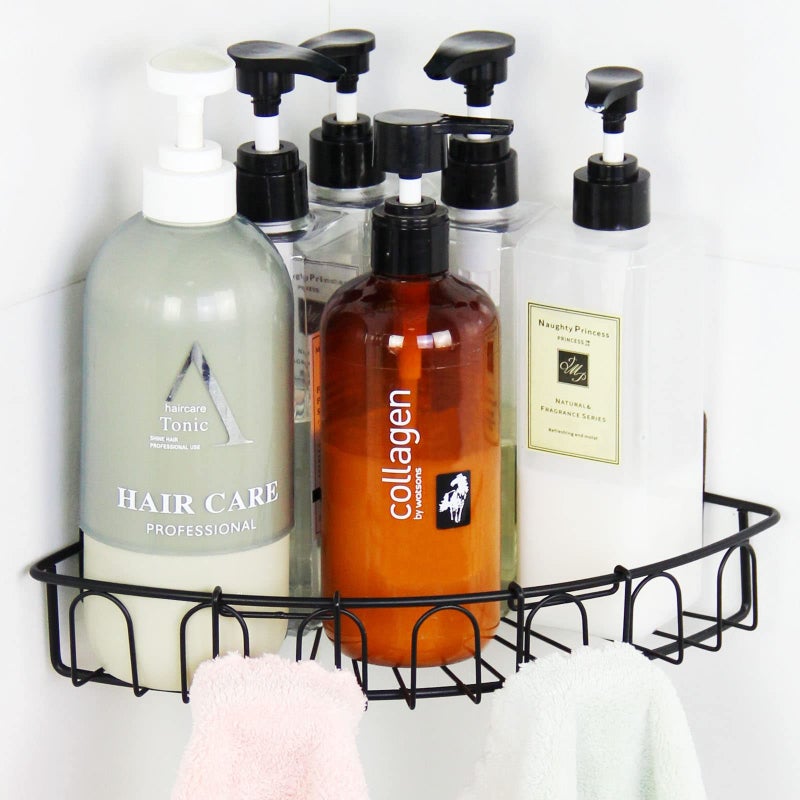 Casaphoria Bathroom Corner Suction Cup Adhesive Black Shower Shelves Caddy Organizer Shelf Hanging Wall Mount Bathroom Corner Shelf No Drilling(2-Pack) - Image 3