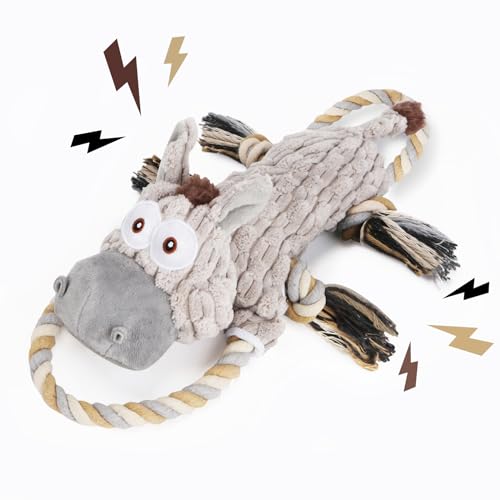 Drmstow Large Squeaky Dog Toys for Aggressive ChewersInteractive Tug of War Puppy Toys with Pull RopeTough Plush Pet Dog Chew Toys for Small Medium and Big Dogs - Image 1