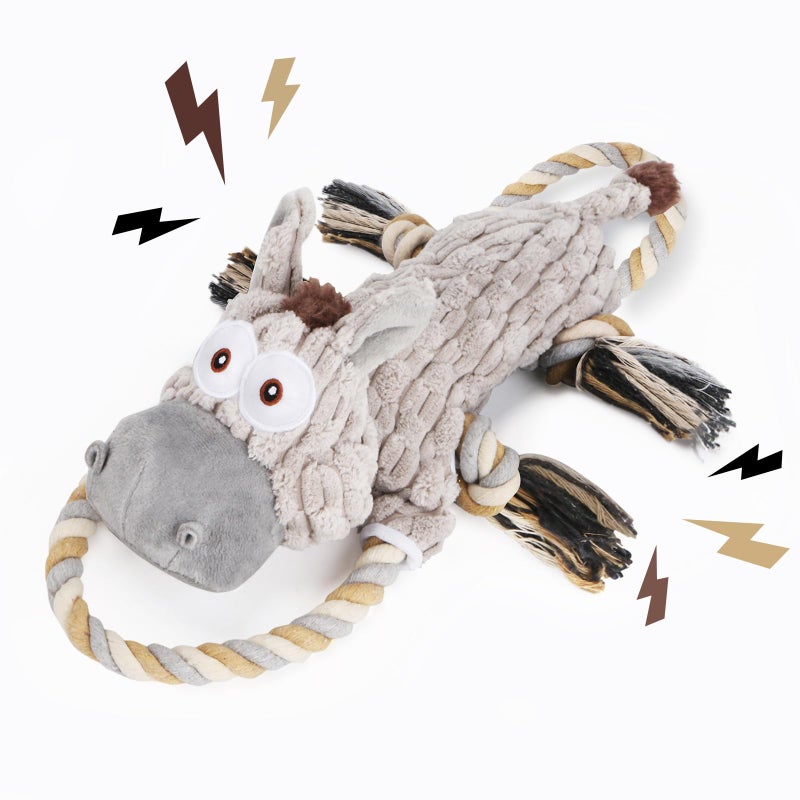 Drmstow Large Squeaky Dog Toys for Aggressive ChewersInteractive Tug of War Puppy Toys with Pull RopeTough Plush Pet Dog Chew Toys for Small Medium and Big Dogs - Image 2