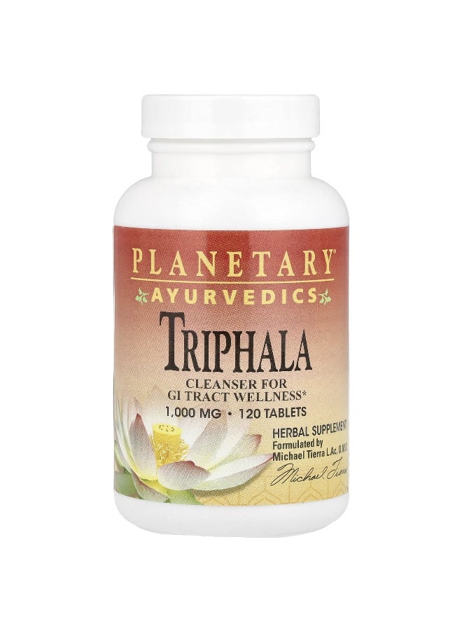 PLANETARY HERBALS Planetary Herbals, Ayurvedics, Triphala, 2,000 mg, 120 Tablets (1,000 mg Per Tablet)  - Image 1