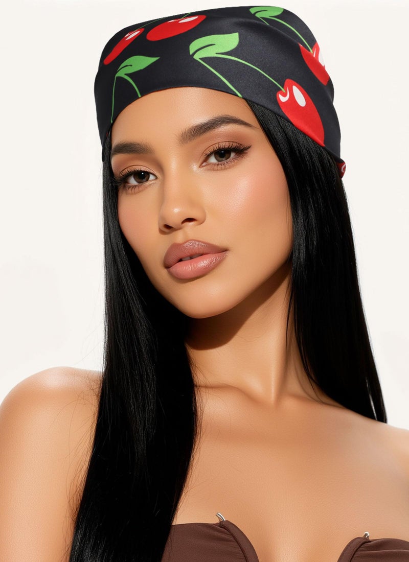 CHLINS 27.5â€ Cherry Square Head Scarf Hair Scarf for Women's Hair Silk Bandana Head Wrap for Sleeping & Handbags Accessories - Image 3