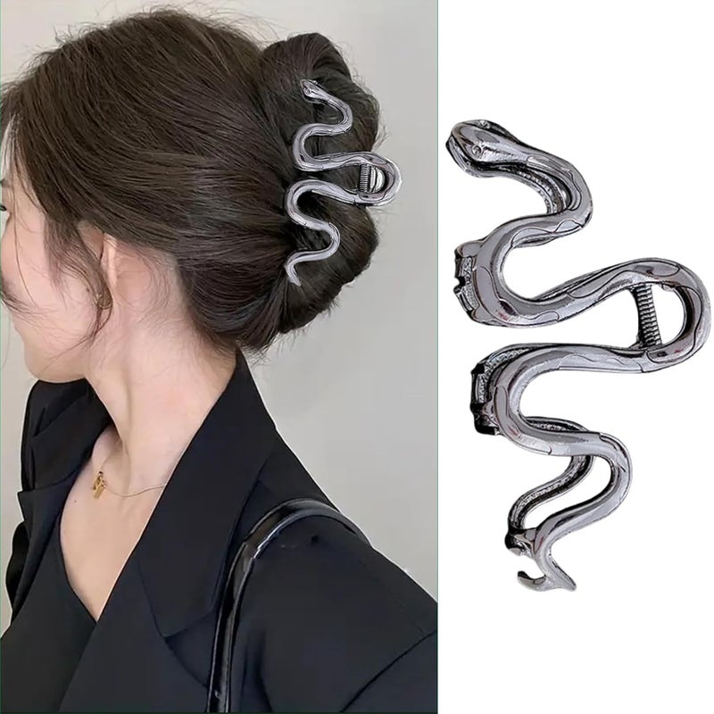 Large Metal Black Snake Hair Claws Clips  43 Inch NonSlip Cross Barrettes for Thick Hair Shining Strong Crab Claws for Women and Girls