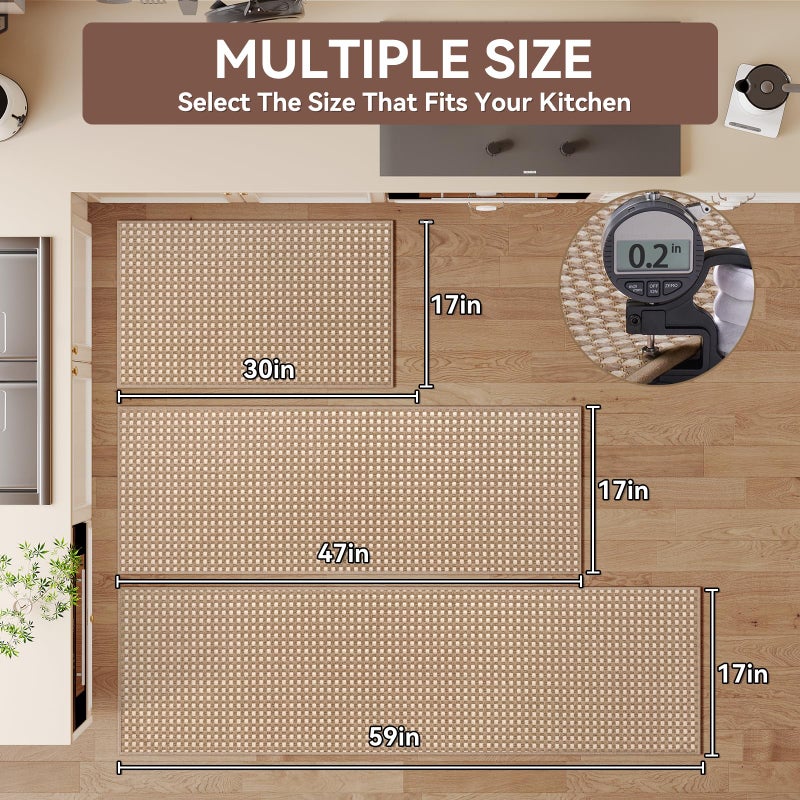 YDKGL Kitchen Rugs Mat Non Slip Washable, Super Absorbent Kitchen Mats for Floor, Rubber Backing Soft Braided Standing Floor Mats Sink Mat Runner Rug, Easy to Clean and Maintain, Brown 17"x30" - Image 2