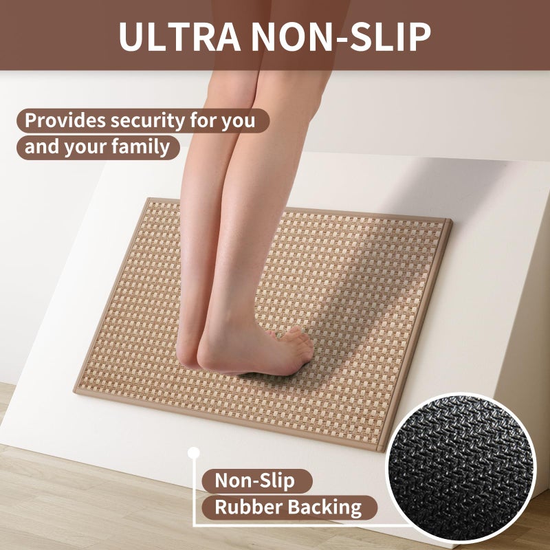 YDKGL Kitchen Rugs Mat Non Slip Washable, Super Absorbent Kitchen Mats for Floor, Rubber Backing Soft Braided Standing Floor Mats Sink Mat Runner Rug, Easy to Clean and Maintain, Brown 17"x30" - Image 4