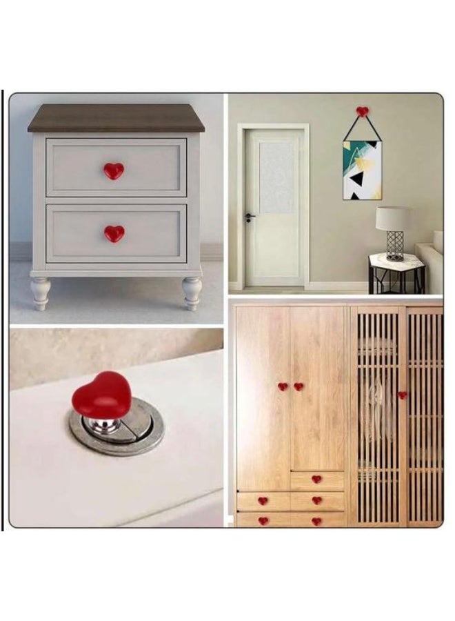 2 Pieces Drawer Pulls Bathroom Box Pusher Knobs - Heart Shaped Decorative Push Buttons with Strong Adhesive for Fashion Furniture Accessories - Image 2