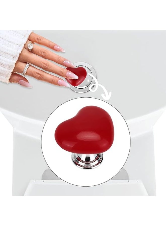 2 Pieces Drawer Pulls Bathroom Box Pusher Knobs - Heart Shaped Decorative Push Buttons with Strong Adhesive for Fashion Furniture Accessories - Image 5