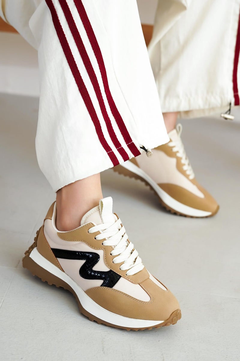 Project Cloud Trendy Fashion Sneakers for Women 2026 - Memory Foam and Non-Slip Comfortable Casual Ladies Shoes for Womens Fashion Sneakers - Lightweight Lace-up Shoes (Lecco,TAN,8.5) - Image 2